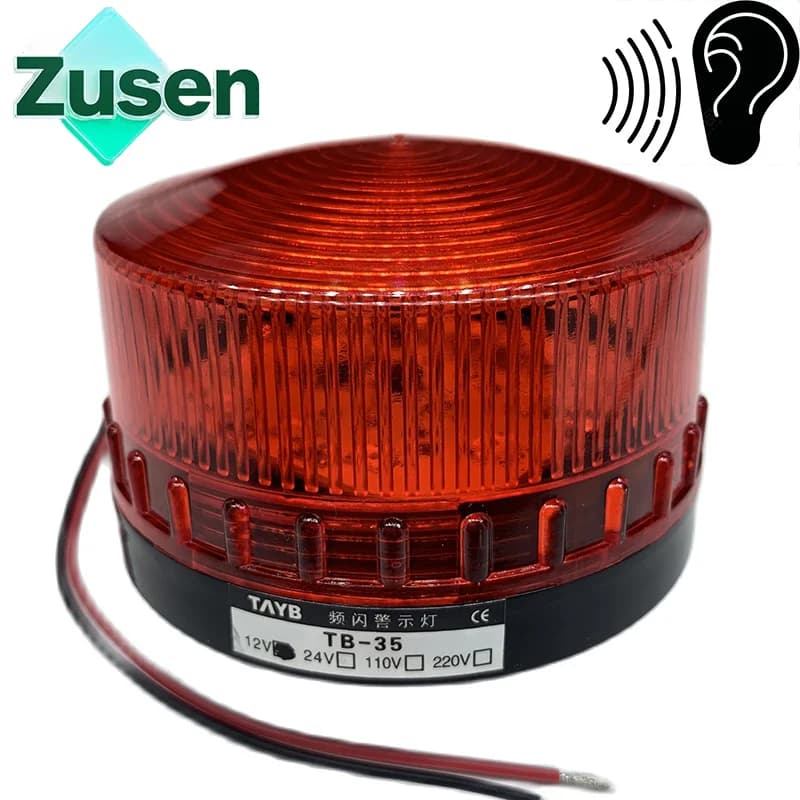 Zusen TB35-R-J avec Buzzer 12v 24v 110v 220v rouge alarme de sécurité stroboscopique Signal lumineux