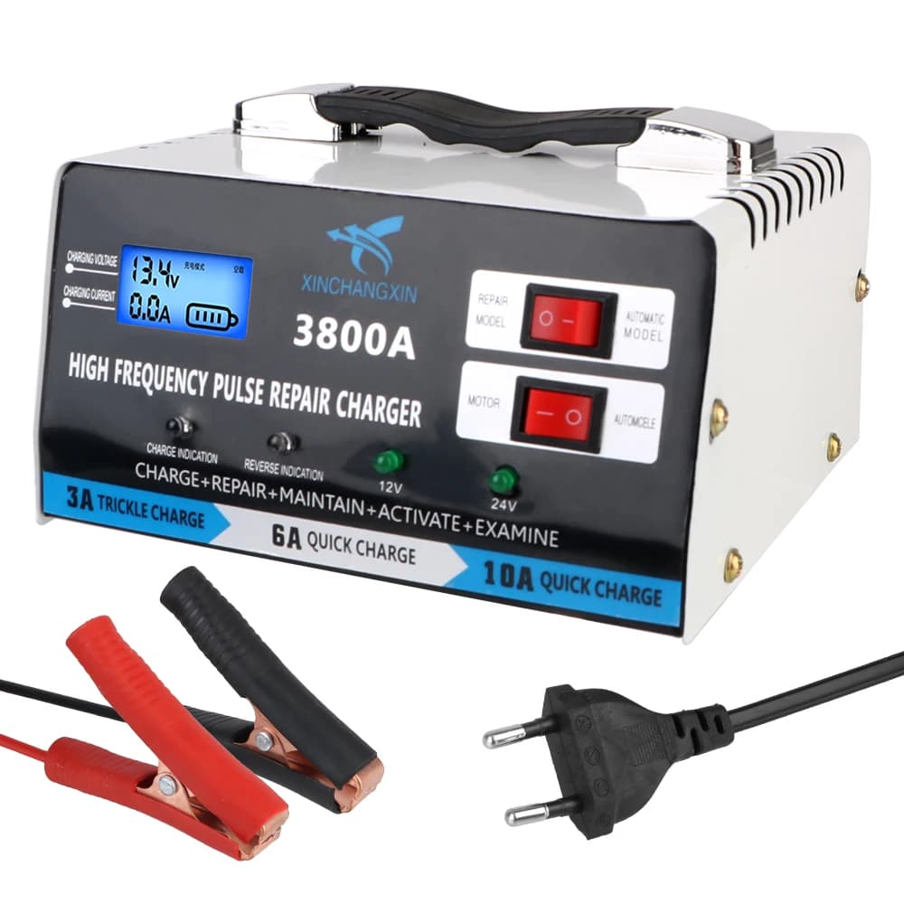 Chargeur de batterie de voiture entièrement automatique, prise ue, 12V 24V, haute puissance, réparat