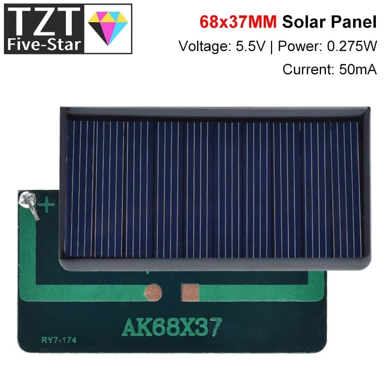 Panneaux solaires polycristallins GREATZT 5.5V 50mA 68x37mm, mini cellules solaires Sunpower, pannea