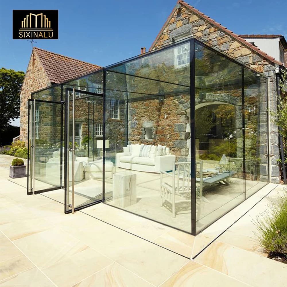Sixinalu-Porte Coulissante en Alliage d'Aluminium, Double Vitrage, Profil Personnalisé, Portes d'Ent