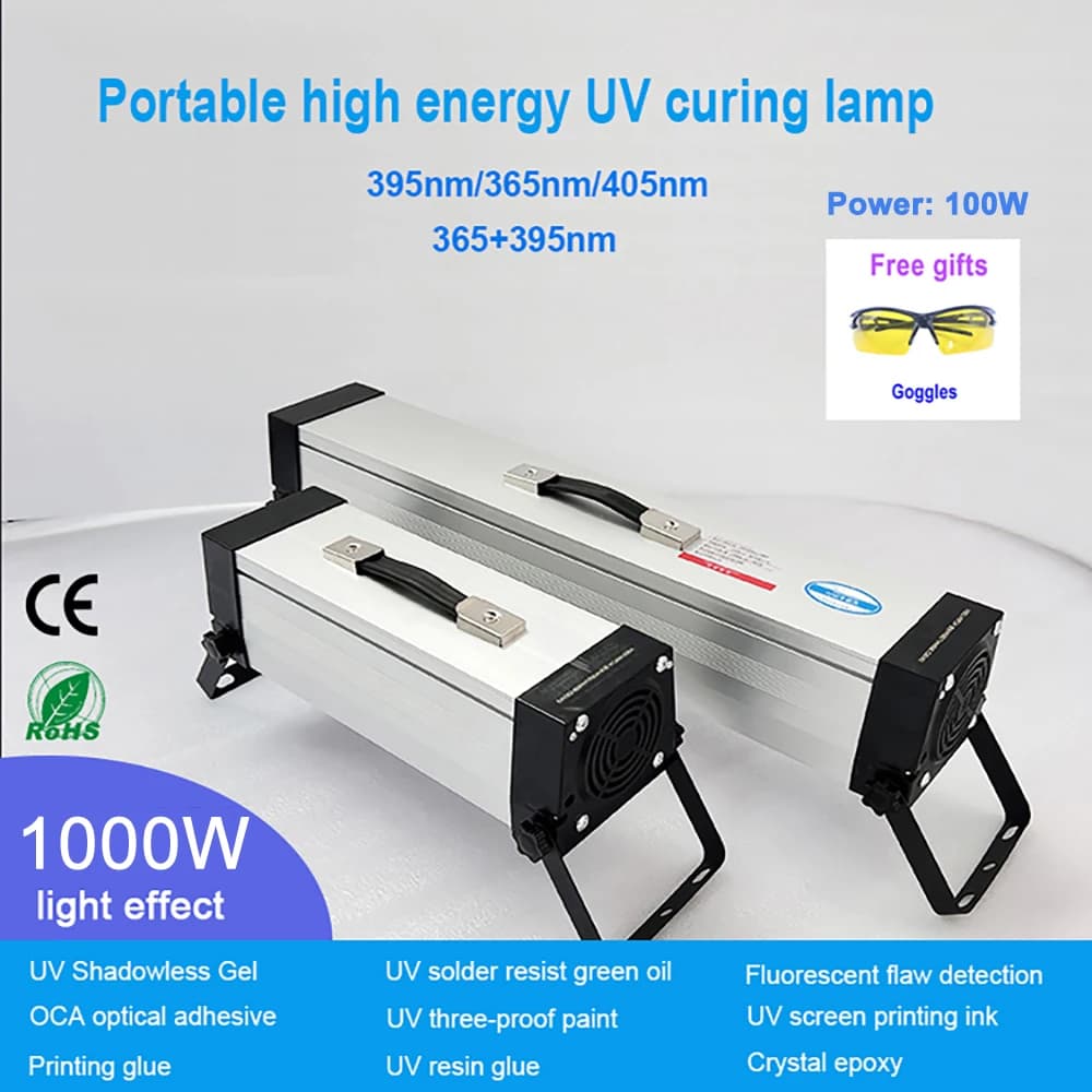 Lampe UV portable haute puissance portable 1000W encre sérigraphiée durcissement sécheur rapide déte