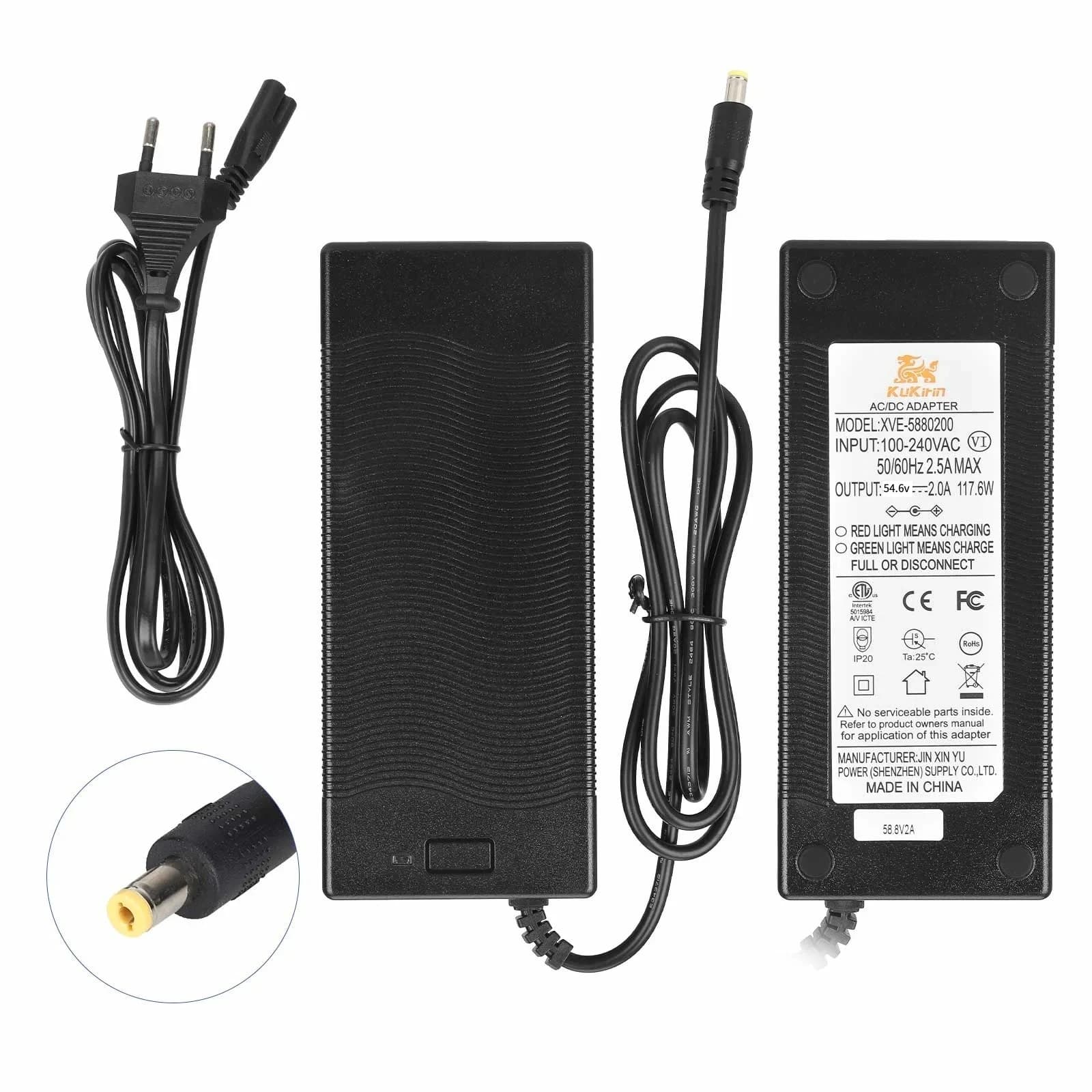 Chargeur d'origine 54.6V 2A pour Scooter électrique Kukirin G2, chargeur de batterie, pièces d'adapt