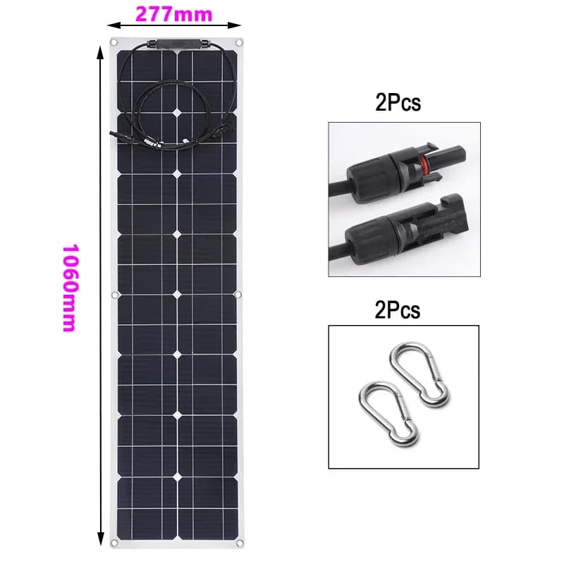 Panneau solaire monocristallin en silicium pour camping marin, bateau, camping-car, extérieur, 300W,