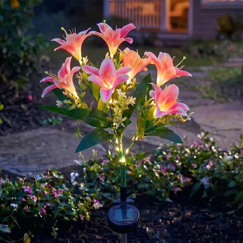 Lampes solaires pour pelouse en forme de fleur de lys, étanches IP65, allumage/extinction automatiqu