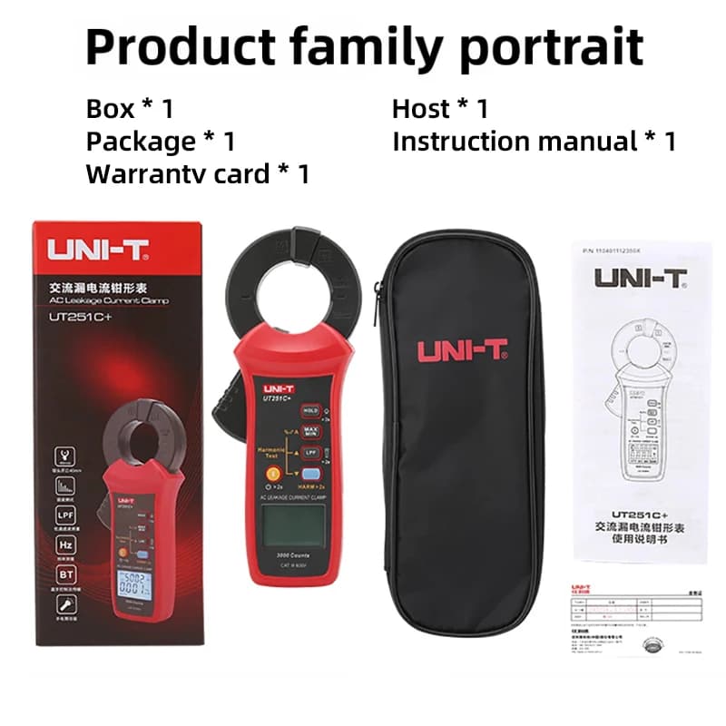 Pince ampèremétrique numérique UNI-T UT251+ pour courant de fuite 60A AC, True RMS, fonction Peak Ho