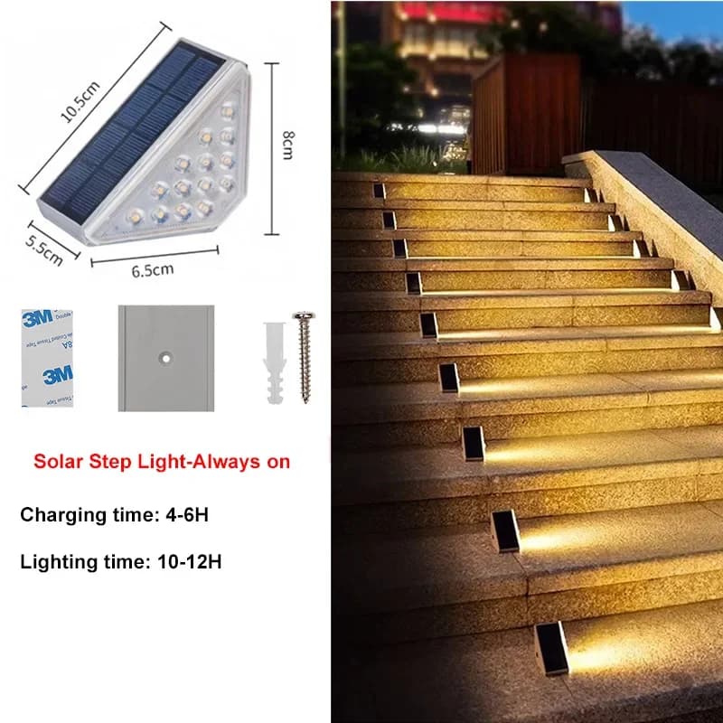 LED solaire escalier lumière lampe capteur de mouvement étanche Passage cour garde-corps étape veill
