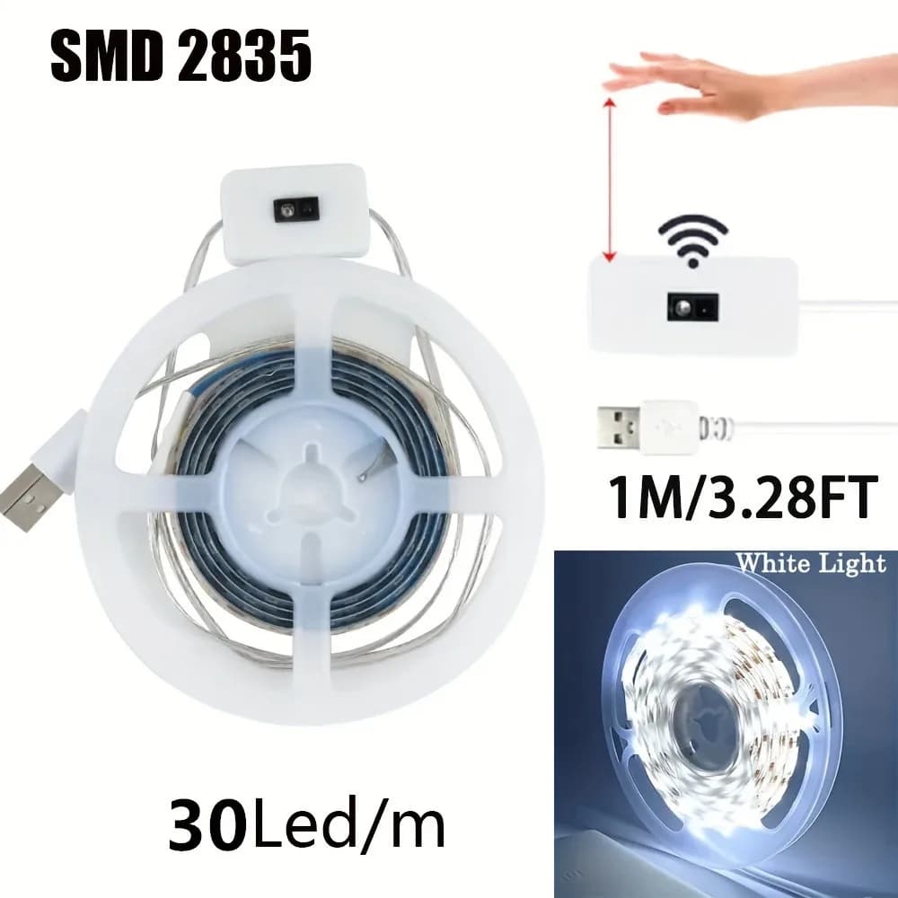 Bande lumineuse LED avec capteur de mouvement USB, veilleuses, rétroéclairage TV, balayage à la main