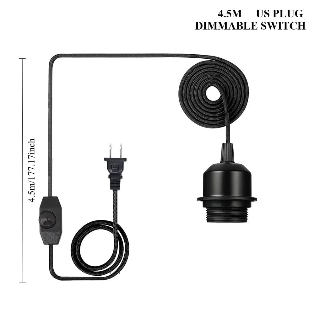 Cordon de suspension pour lampe suspendue 4,5 m, kit d'éclairage suspendu avec douilles E26/E27, cor