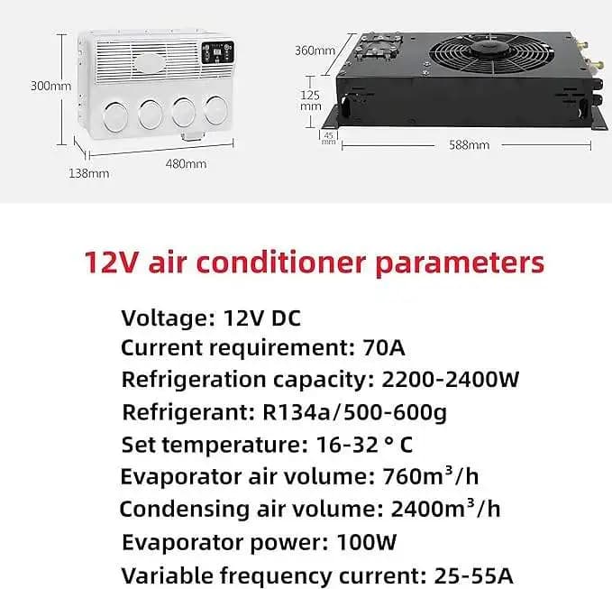 Climatiseur RV dissimulé 48V/24V/12V, climatiseur de stationnement silencieux pour camping-cars, rem