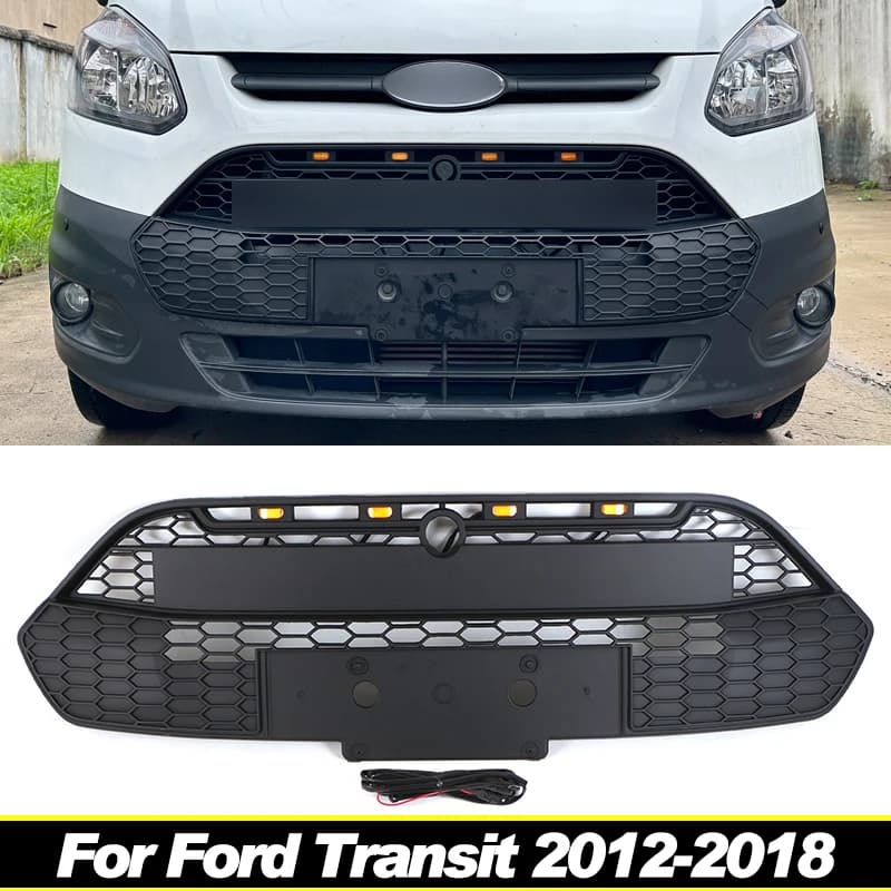 Calandre avec lumières pour Ford Transit Custom 2012 – 2018, calandre noire