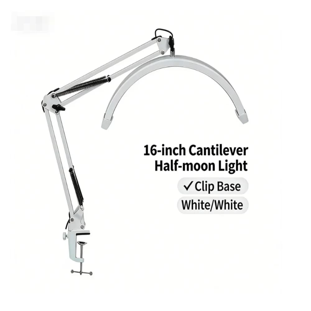 Nouvelle lampe de salon pour extensions de cils, demi-cercle noir/blanc de 16 pouces, version de bur