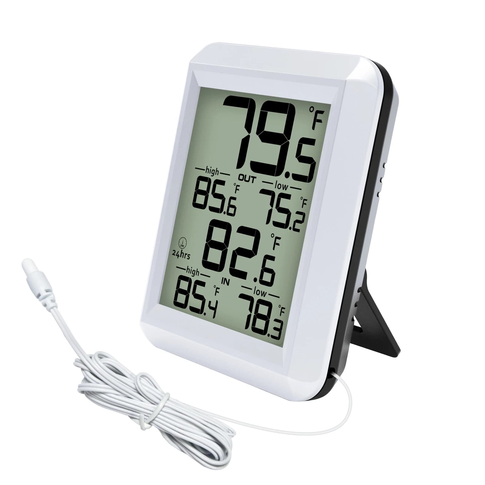 Station météo numérique LCD avec grand écran, sonde filaire, enregistrement des températures minimal