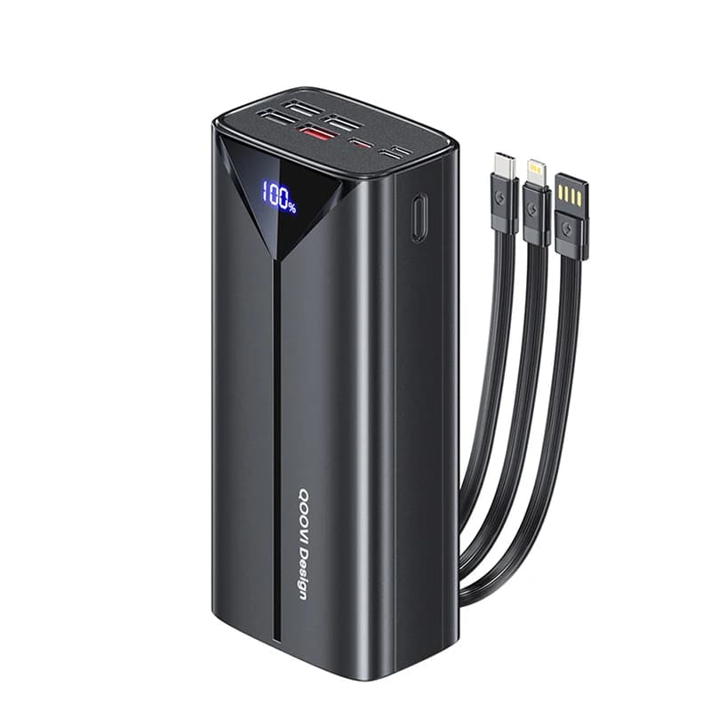 QOOVI 30000 mah batterie externe 22.5 W charge rapide câble intégré externe grande batterie chargeur