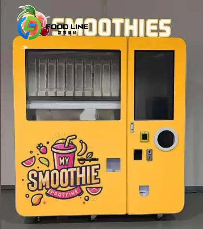 Distributeur automatique de smoothies avec système de paiement, boissons en libre-service pour gare,