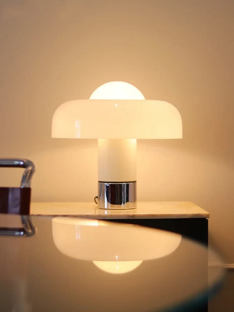 Lampe de Table moderne et Simple en forme de champignon en verre Orange italien, luminaire décoratif