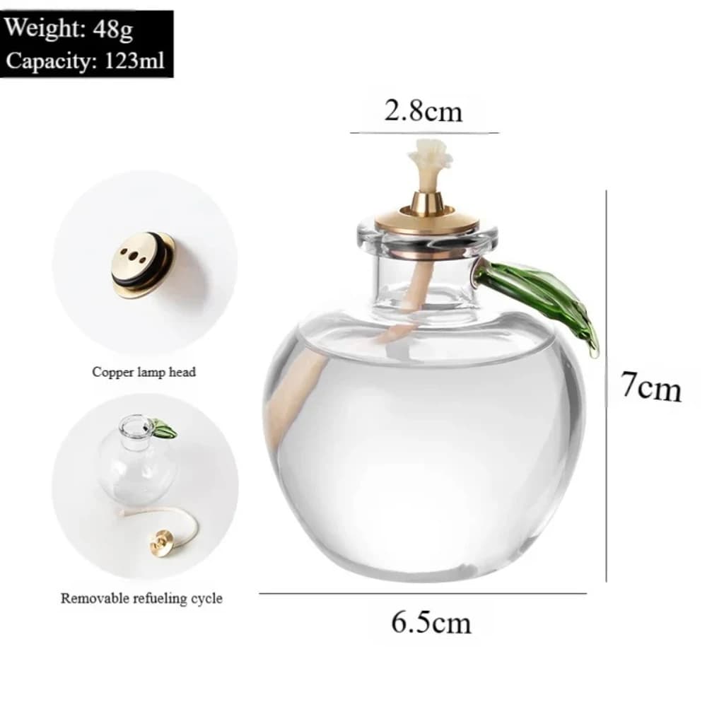 Lampe à huile en verre moderne et créative, rechargeable, en forme de pomme, lanterne d'éclairage, a