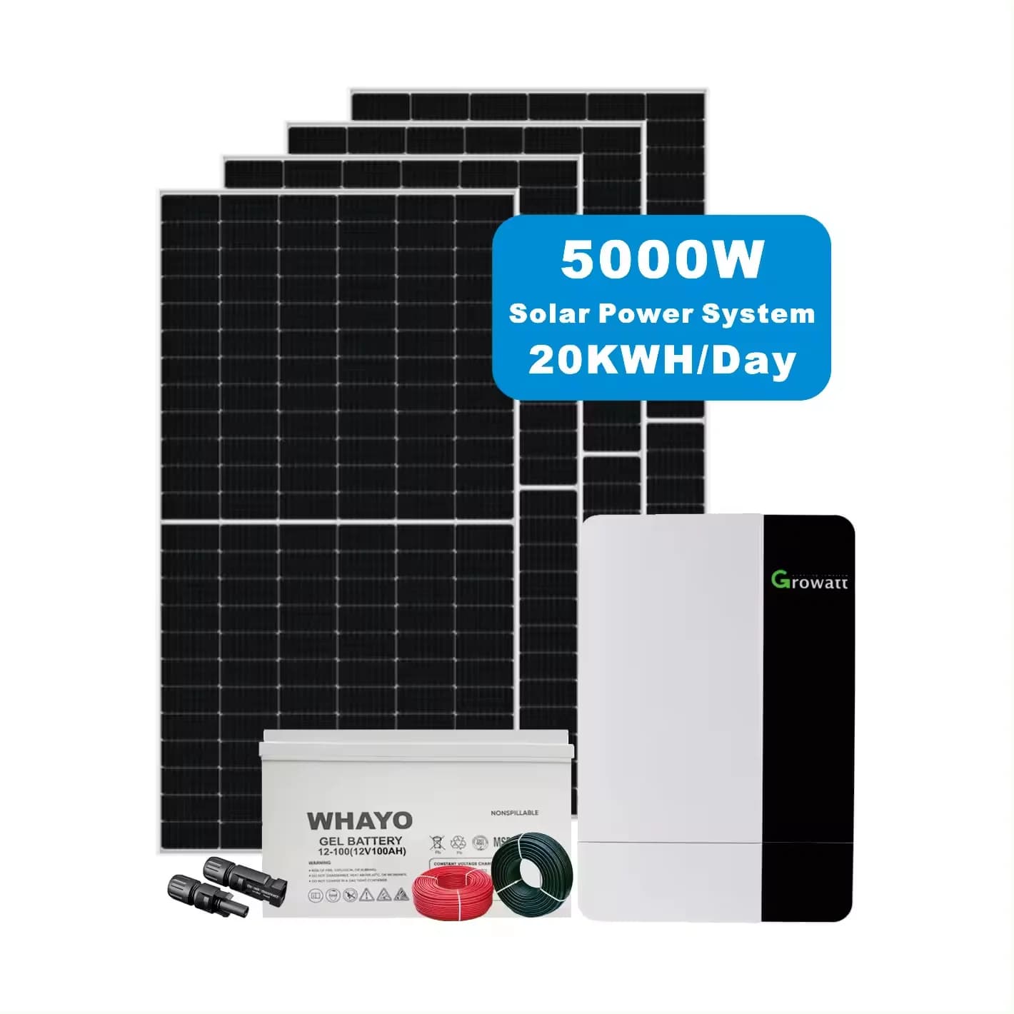 Système d'énergie solaire 3000W 5000W 6000W hors réseau avec onduleur MPPT et panneau solaire pour u