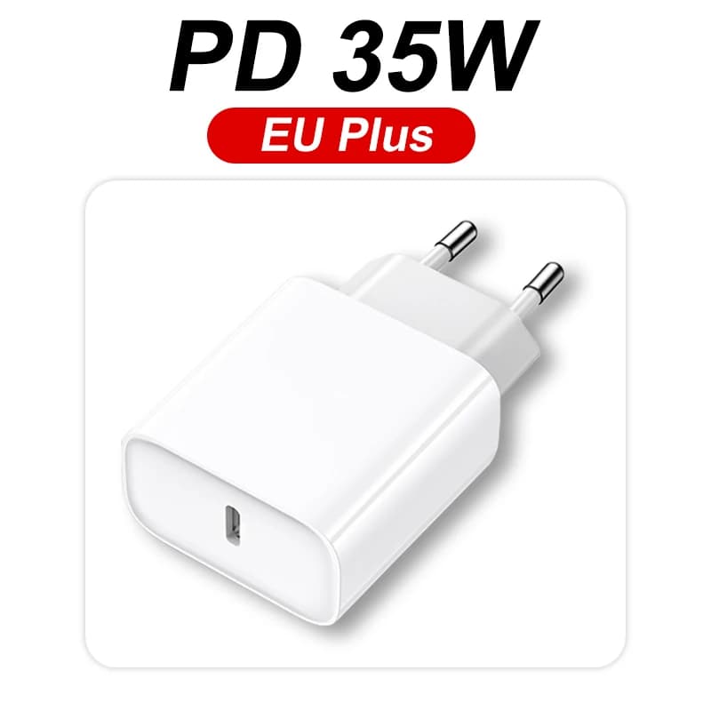 Chargeur rapide USB-C 35W d'origine Apple pour iPhone 17 16 Pro Max 15 14 13 12 11 8 Plus et câble –