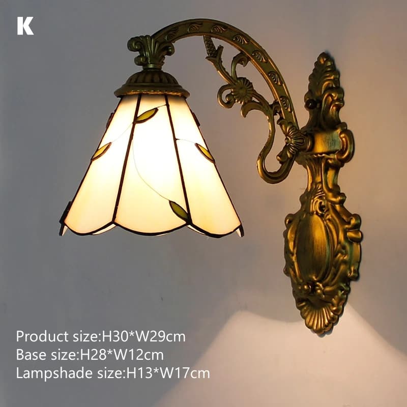 Vitrail mur LED lampe Vintage méditerranéen Baroque abat-jour chevet applique allée couloir balcon a