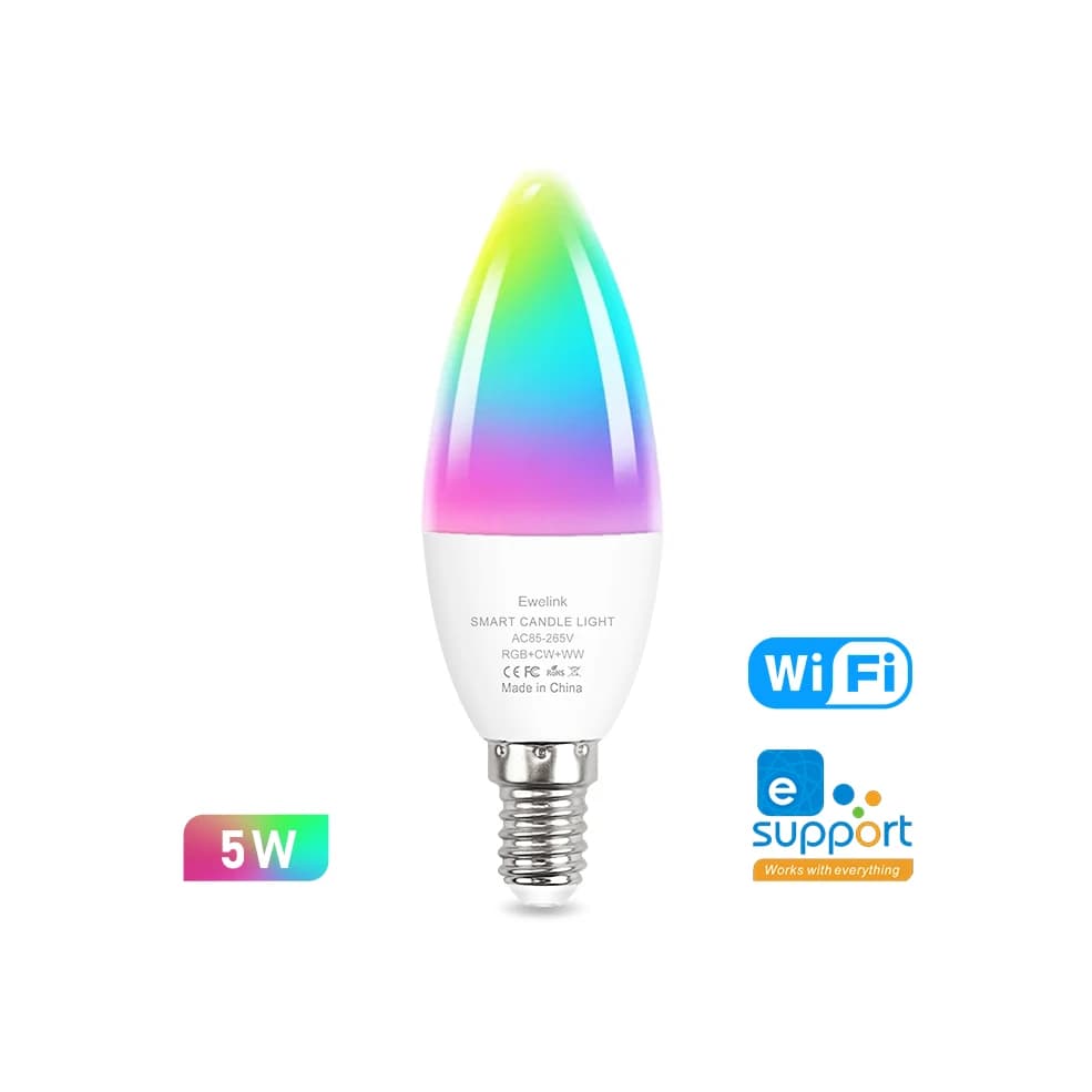 Ampoule LED intelligente WiFi Zigbee, variable, E27, E14, GU10, RGBCW, 2700-6500K, bougie, pour appl