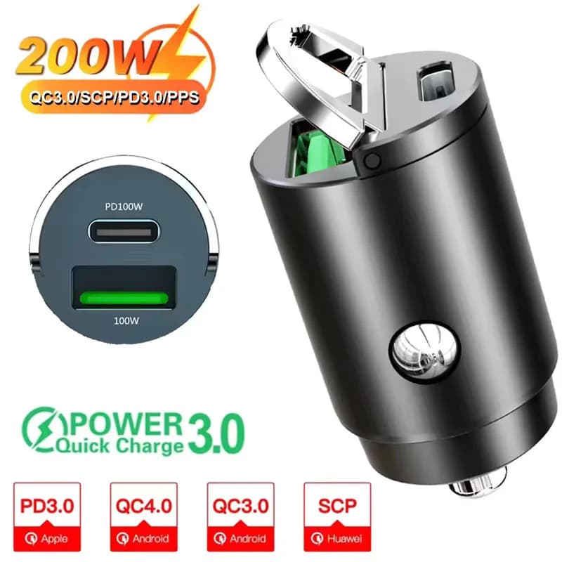 Mini chargeur rapide Usb caché, allume-cigare de voiture Qc3.0 Qc Pd 3.1A Pd Type C universel pour t