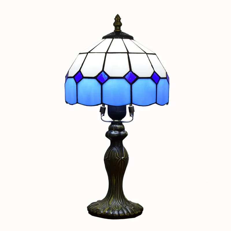 Lampe de table style Tiffany, lampe de chevet vintage en verre teinté fait main, lampe de bureau en 