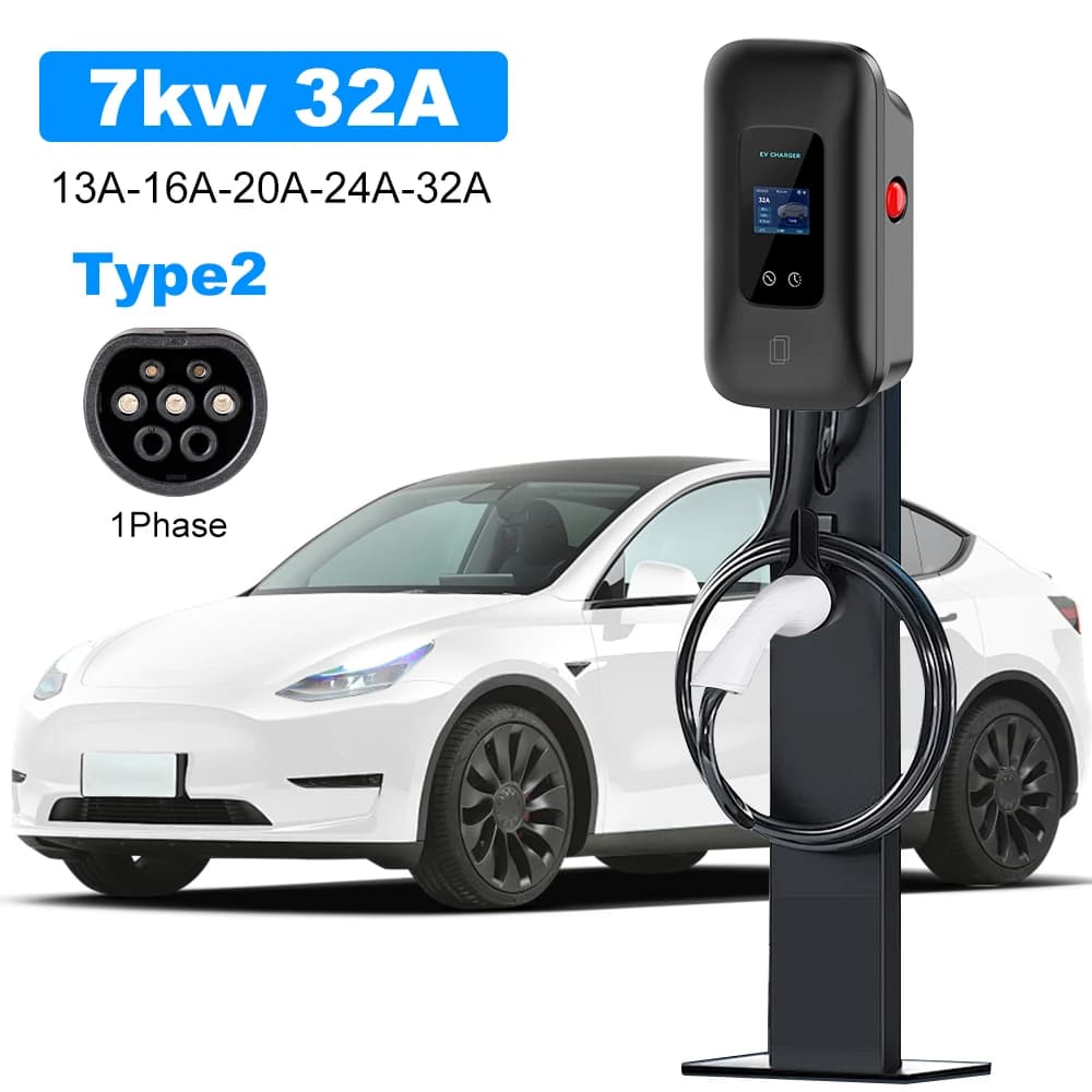 32A Type2 EV station de charge 3 phases 22KW courant réglable Wallbox chargeurs WIFI APP contrôle ac