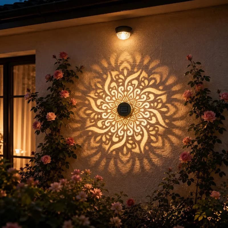 Lampe murale solaire Mandala, lampe LED imperméable pour clôture extérieure, pour jardin, pelouse, p