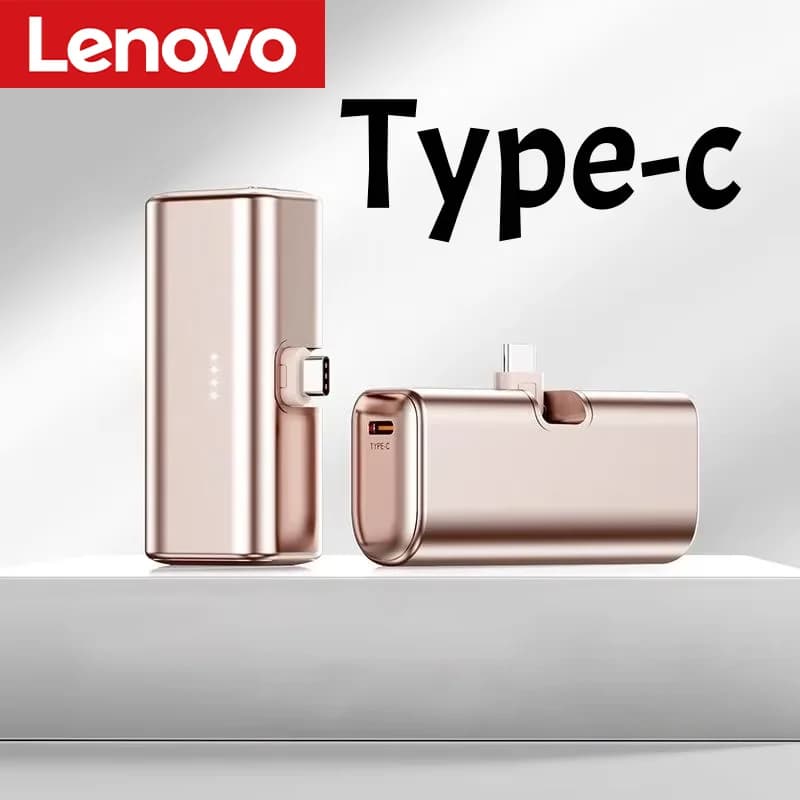 Chargeur portable mini Lenovo 22,5W à charge rapide 500000mAh, batterie externe USB-C compatible ave