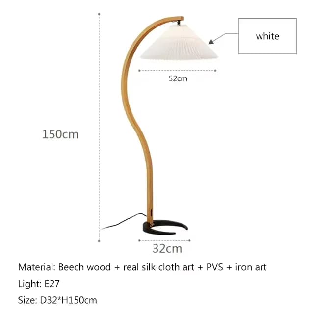 Lampadaire nordique ARC rétro en bois pour salon, chambre à coucher, chevet, lecture, éclairage d'ap