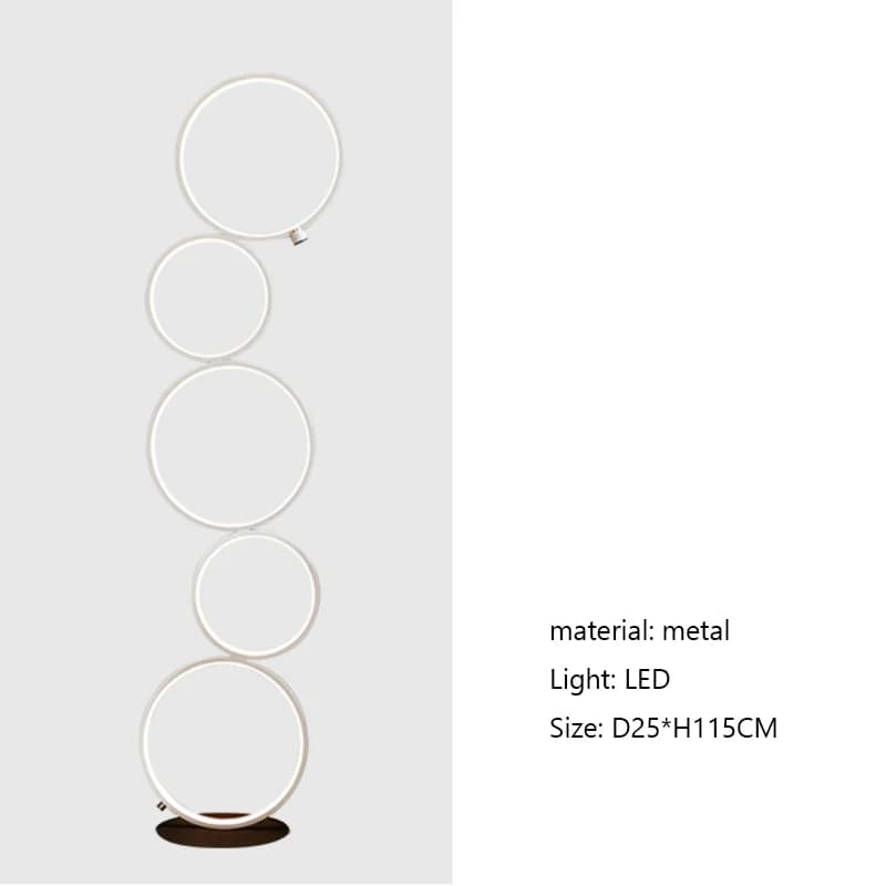 Lampadaire blanc noir personnalité créative cercle lumières sur pied pour salon canapé chambre décor
