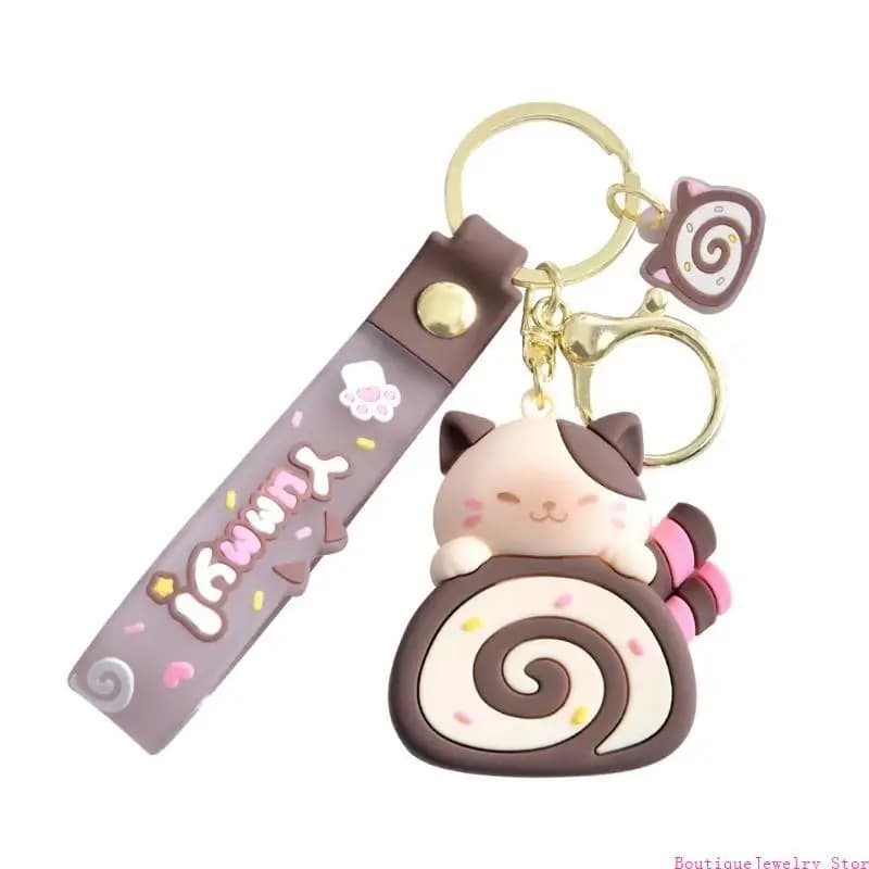 E1PE – porte-clés élégant dessin animé avec pendentif à clés en rouleau gâteau, ornement clé personn