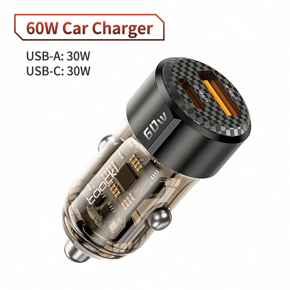 Toocki 60W USB chargeur de voiture Charge rapide QC PD SCP 6A USB Type C voiture Charge rapide pour 