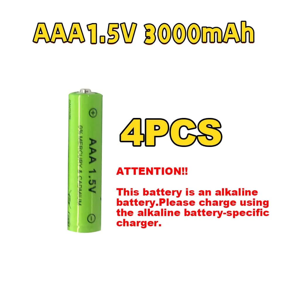 Piles alcalines rechargeables AAA 1,5 V 3000 mAh haute capacité, 1500 cycles avec charge rapide, pou