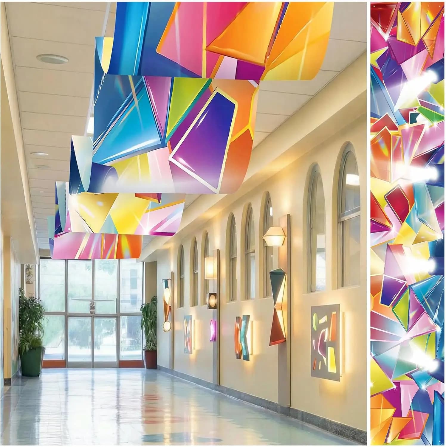 Décorations lumineuses VBS : Bannière de plafond colorée pour fête disco, idéale pour l'église, les 