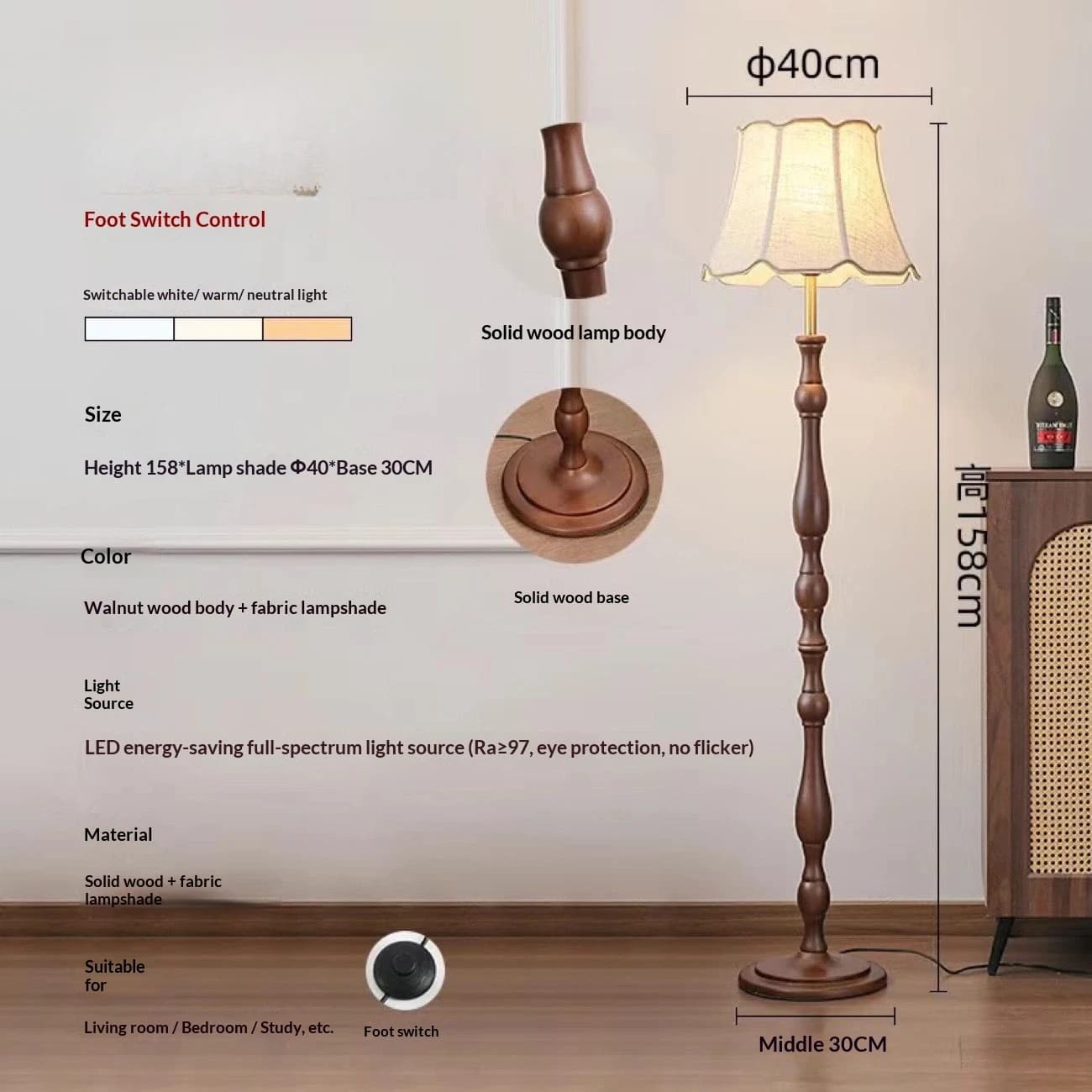 Lampadaire rétro du milieu du siècle avec Table d'appoint, Style américain et français, pour salon, 