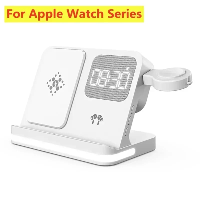 Chargeur sans fil pour montre de téléphone, avec lumière LED, horloge, alarme, pour iPhone 16/15/14/