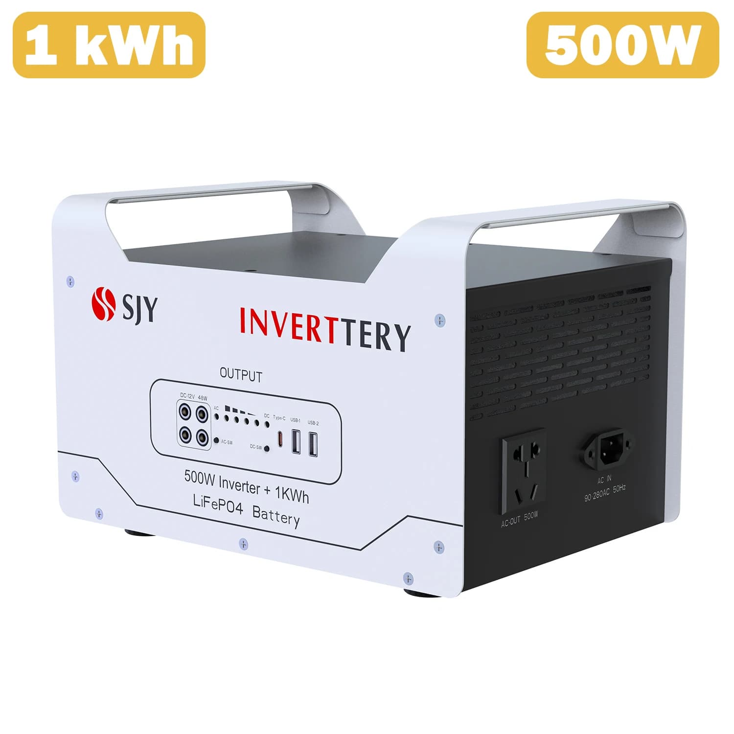 Centrale électrique portable LiFePO4 UPS 1 kW, générateur solaire MPPT pur-sinusoïdal 500 W, sorties