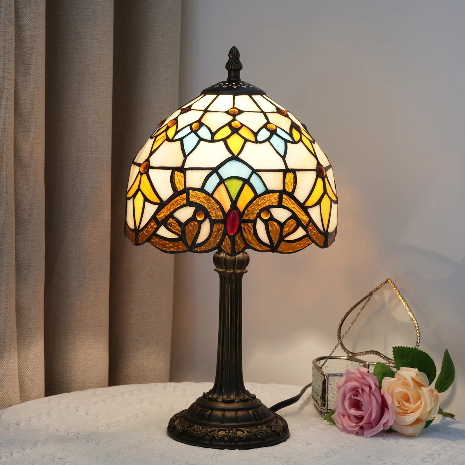 Lampe de Table de Style moderne, petite lampe de bureau en vitrail faite à la main pour salon, chamb