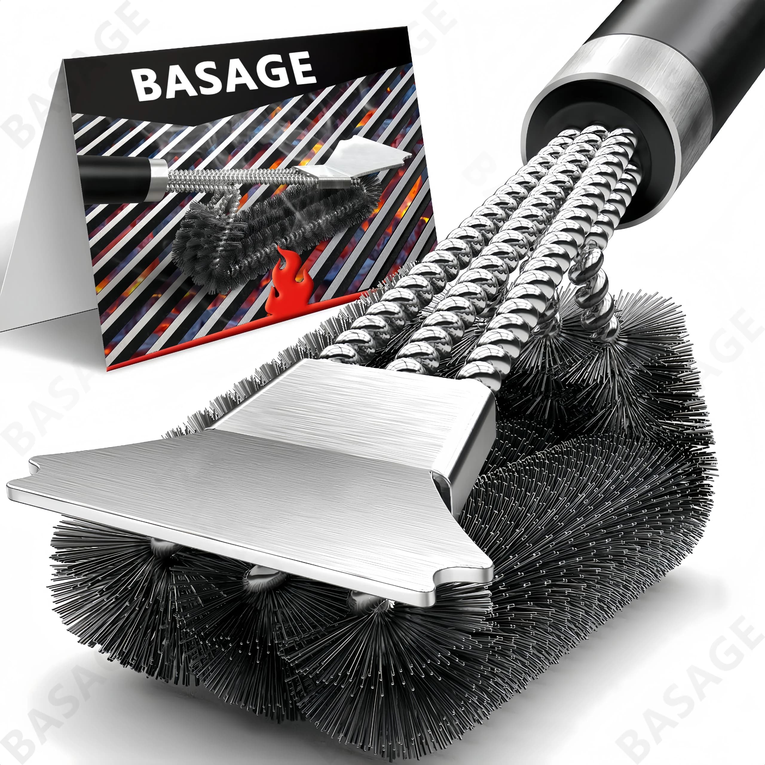 Brosse de gril sûre-brosse de barbecue sans poils-nettoyeur de barbecue en acier inoxydable résistan
