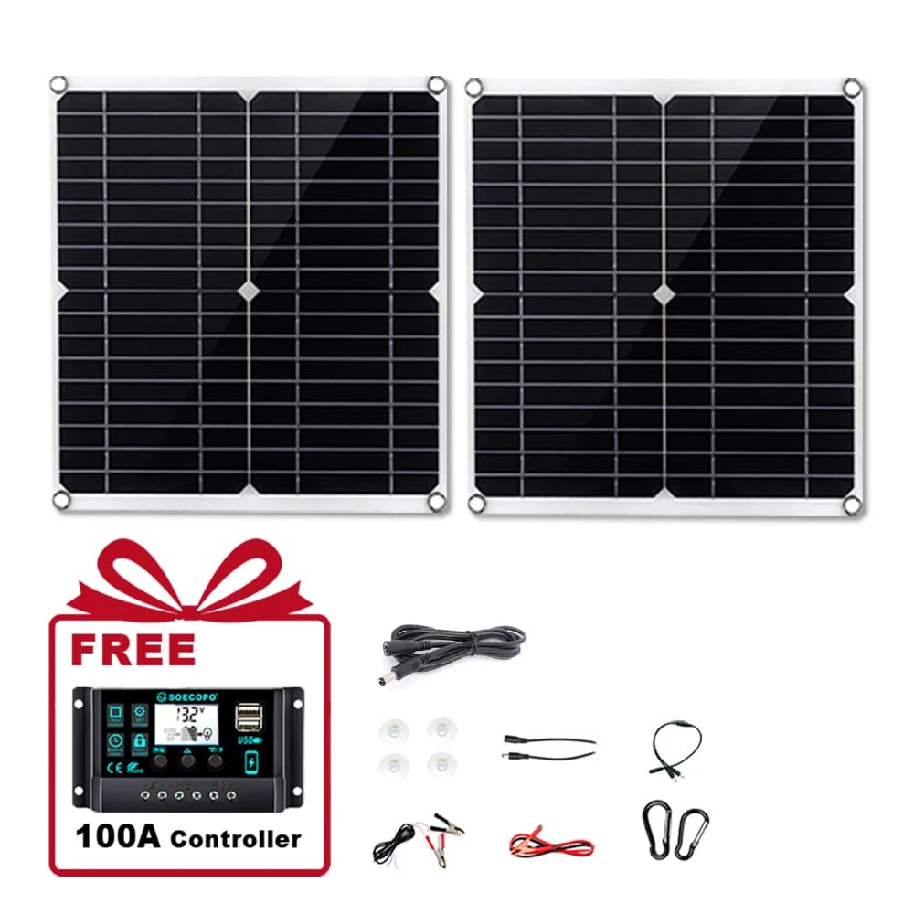 SOECOPO – Kit de panneaux solaires portables de Camping 600W, panneaux photovoltaïques 2x300W, sorti
