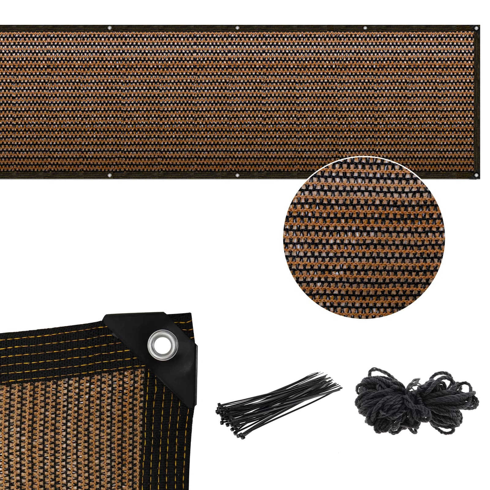 Écran de clôture de confidentialité 120101 Mesh, filet d'ombrage, 50 attaches zippées et ULde 10m, 1