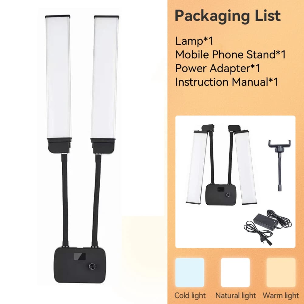 Lampadaire LED à Double bras pour Extensions de cils, avec support pour téléphone, tatouage Portable