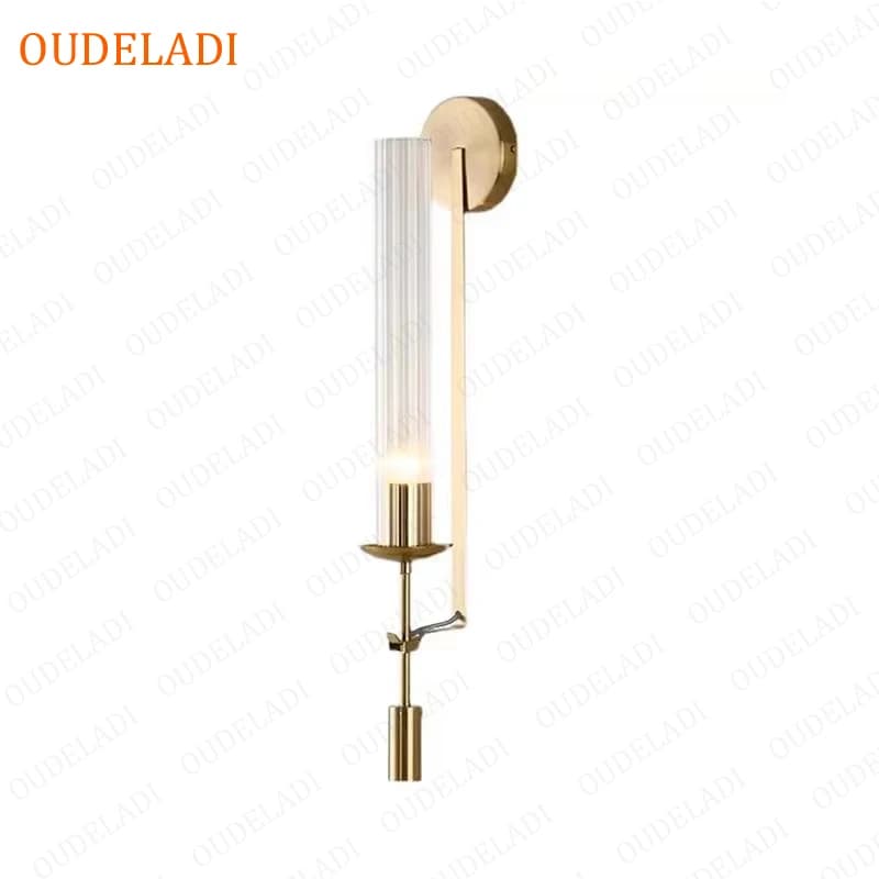 OUDELADIGlass tube – appliques murales rétro en laiton, luminaires nordiques, luminaire décoratif po