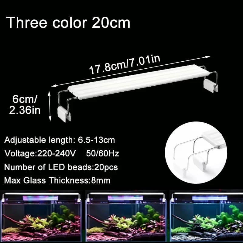 Lampe LED pour aquarium, lumière pour plantes aquatiques à spectre complet 3 couleurs réglable, lamp