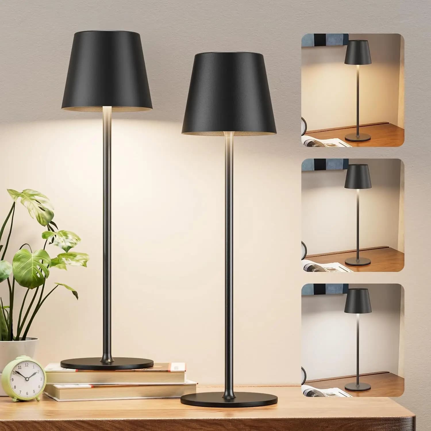 Lampes de table sans fil LED rechargeables, hauteur réglable, RGB/3 couleurs, gradation, lampe de ta