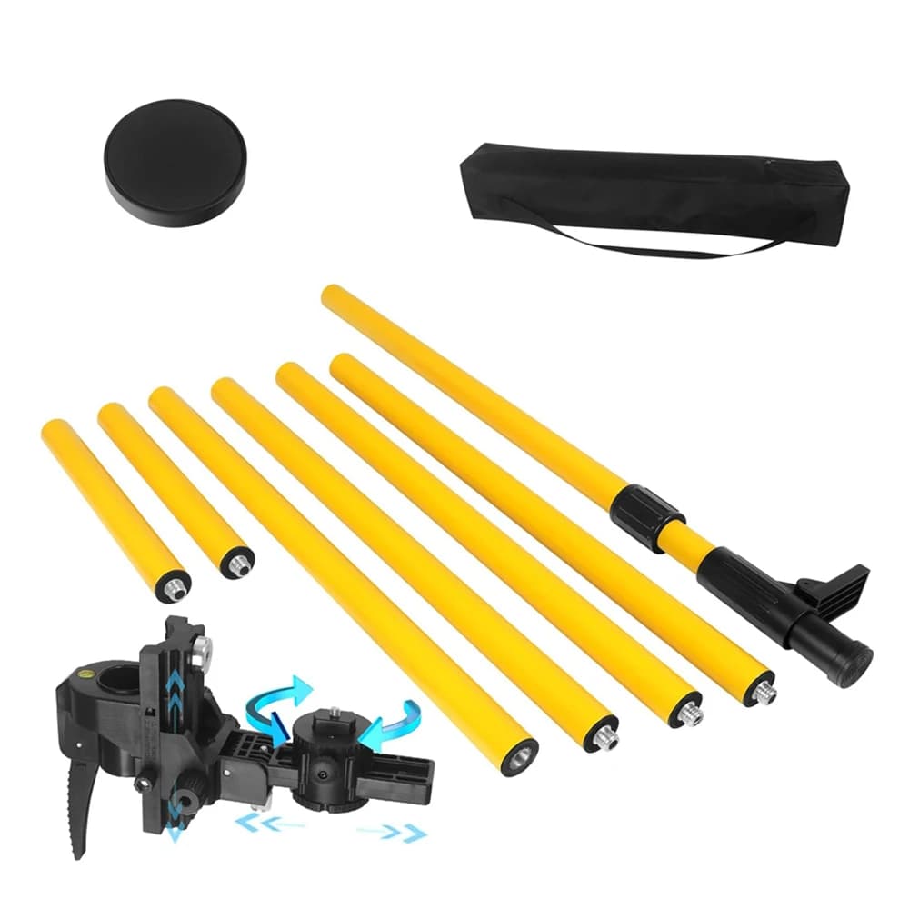 Perche télescopique laser FIRECORE 3,36 m/4,2 m avec interface de montage 1/4'' et 5/8'', tige de ni