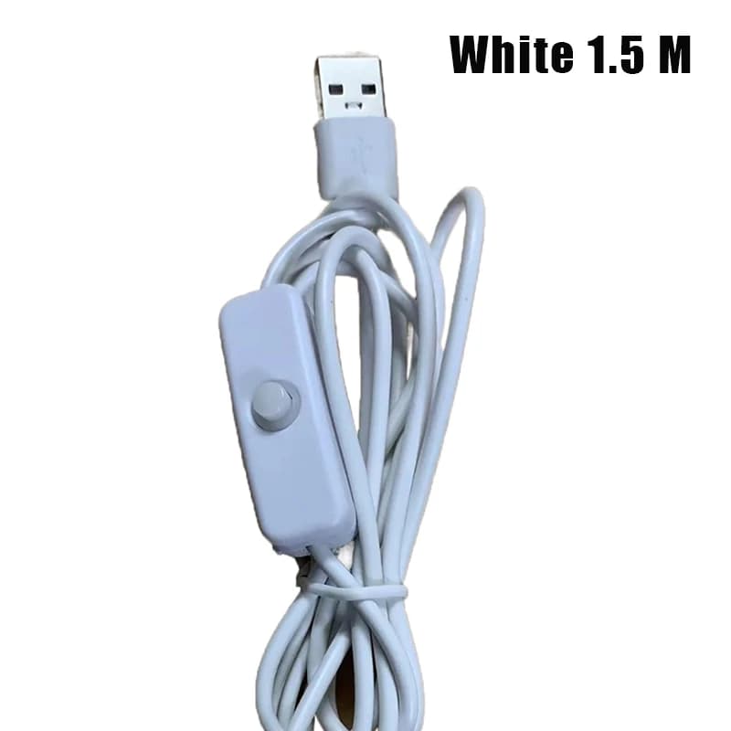 Fil d'alimentation de commutateur 5V, câble de connexion USB mâle à 2 cœurs, 1m, 1.5m, 501 bouton ON