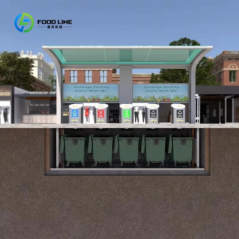 Gestion efficace personnalisée des stations de tri des déchets souterrains avec le levage hydrauliqu
