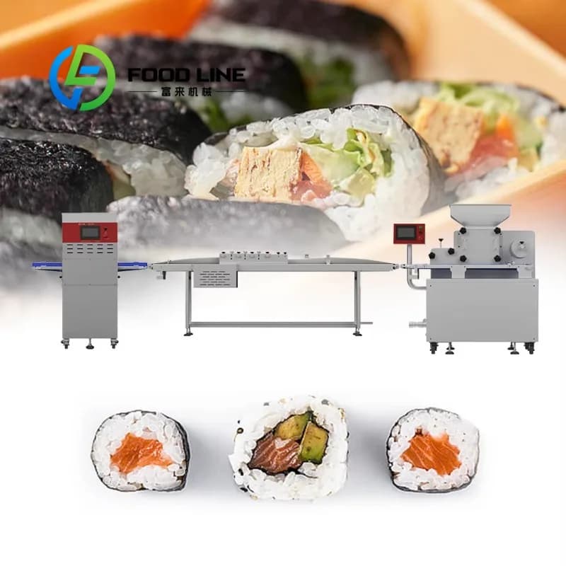 Ligne de production de rouleaux de sushi entièrement automatique avec panneau étanche, idéale pour l